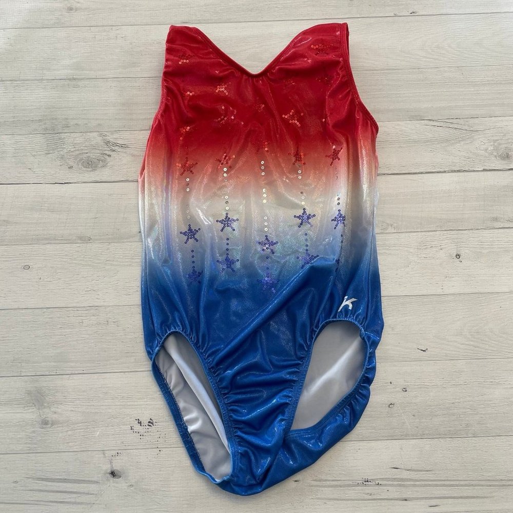 Gk red white blue‎ leotard adult medium